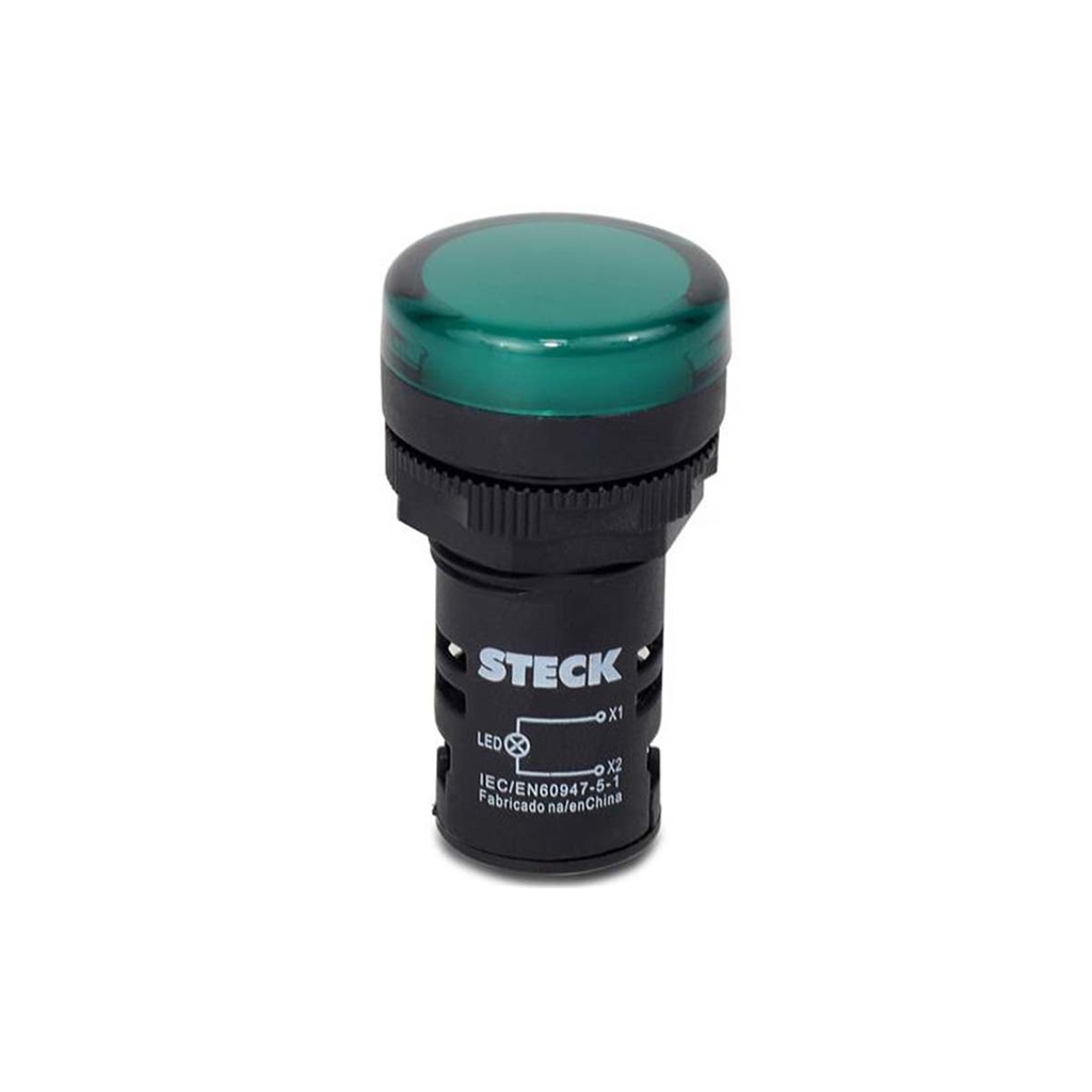 LUZ PILOTO VERDE 22mm 220V AC/DC - SLDS2202 - STECK