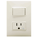 [23263-91] INTERRUPTOR 2 VIAS + TOMA C/SIST. SEGURIDAD MARFIL S23