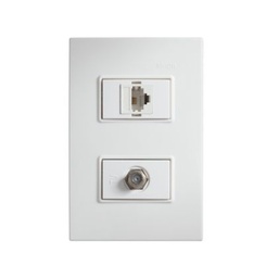 [23264-90] PLACA 2M + TOMA TV + TOMA TEL RJ-11 BLANCO S23