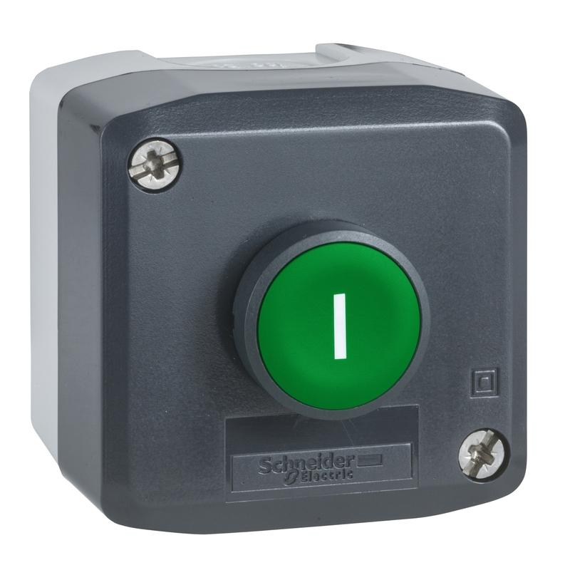 Pulsador verde con indicacion "I" 1NO