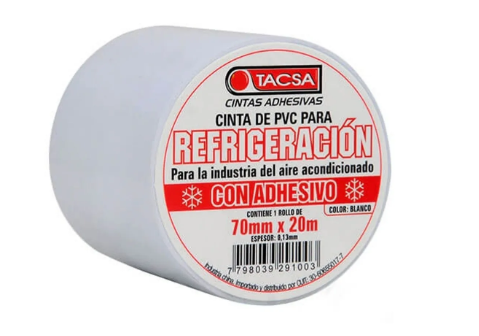 Cinta Refrigeración c/adh 70mmx20mx0,13mm Blanco