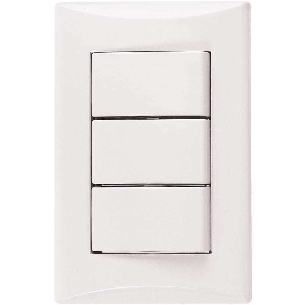 [EA-1005] INTERRUPTOR TRIPLE LÍNEA PLATA BLANCO EAGLE 1005W