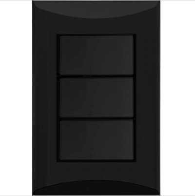 INTERRUPTOR TRIPLE 3 VIAS LINEA PLATA NEGRA EAGLE 1005BW