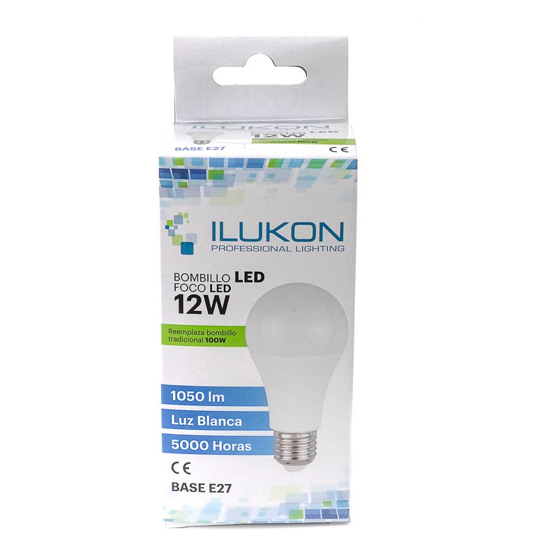 BOMBILLO LED A60 12W 6.5K 1050LM E27 100-130V 95001912A-ILUKON