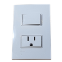 [23263-80] INTERRUPTOR 2 VIAS+ TOMA S/SIST SEGURIDAD BLANCO
