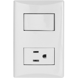 [EA-1006W] TOMA E INTERRUPTOR LÍNEA PLATA BLANCO EAGLE 1006W