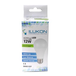 [BOMB003] BOMBILLO LED A60 12W 6.5K 1050LM E27 100-130V 95001912A-ILUKON
