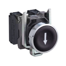 [FLCHNG] BOTON PULSADOR BORDE METALICO COLOR NEGRO+FLECHA 22 MM 1NA